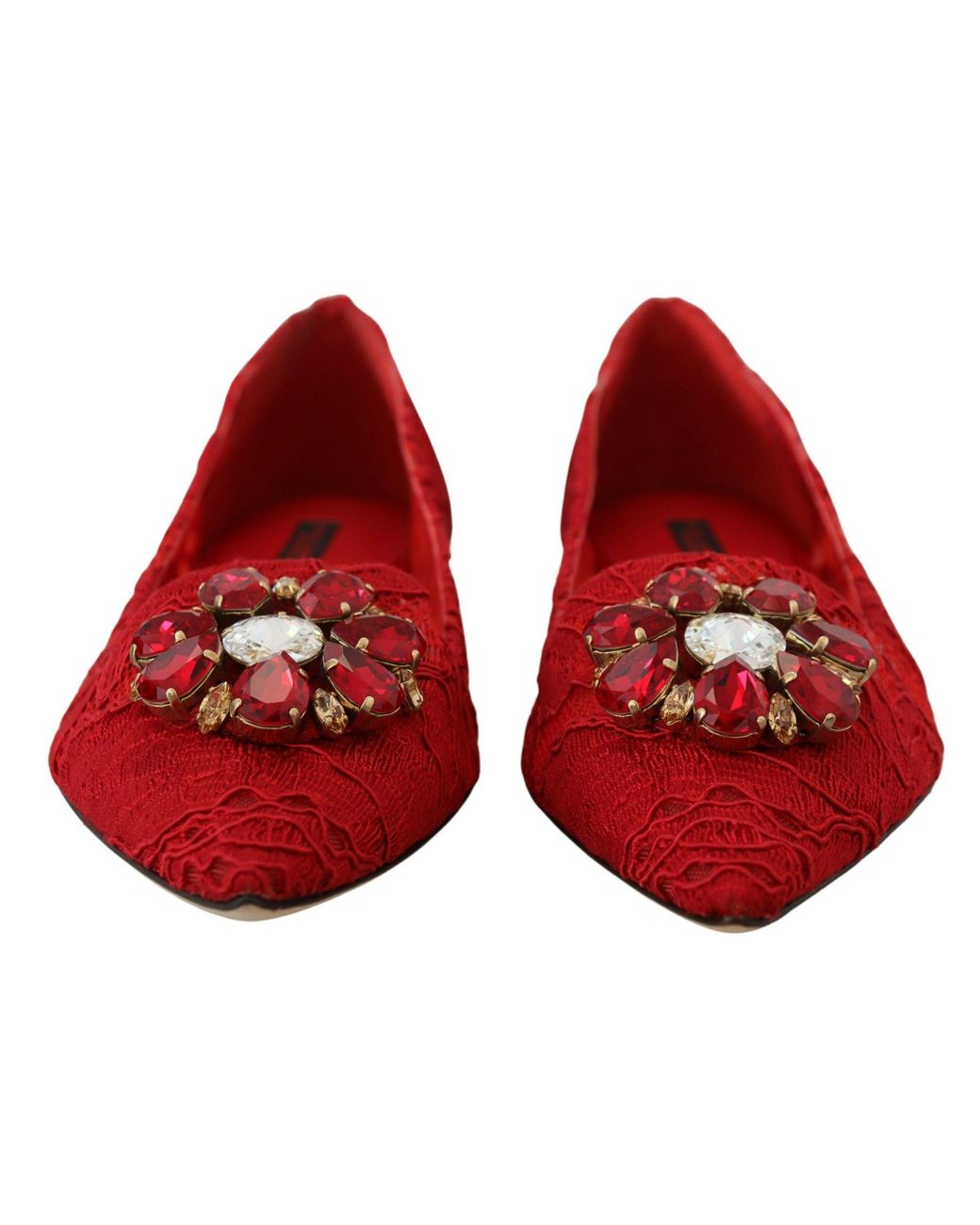 Dolce & Gabbana Red Crystal-Embellished Flats