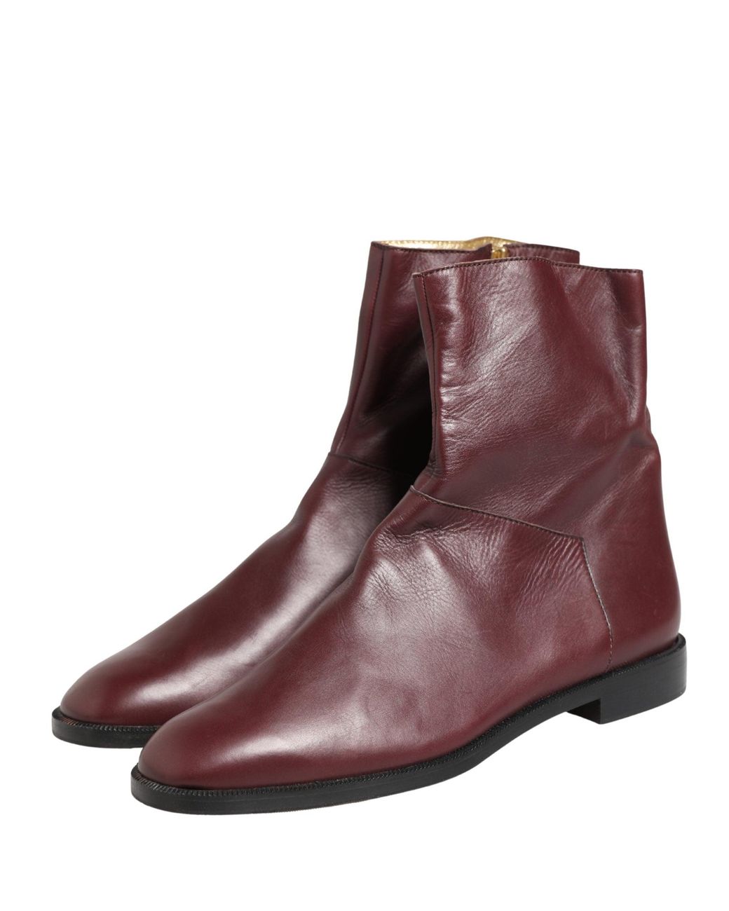 Dolce & Gabbana Purple Maroon Leather Flats Biker Ankle Boots Shoes