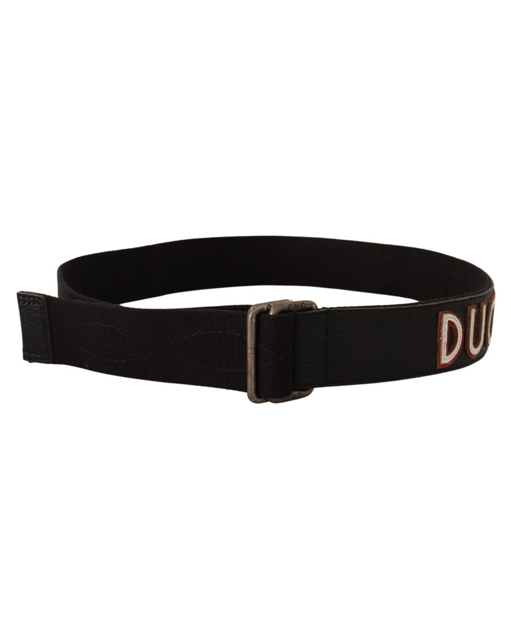 CoSTUME NATIONAL Black Cotton Ducati Metal Buckle Belt