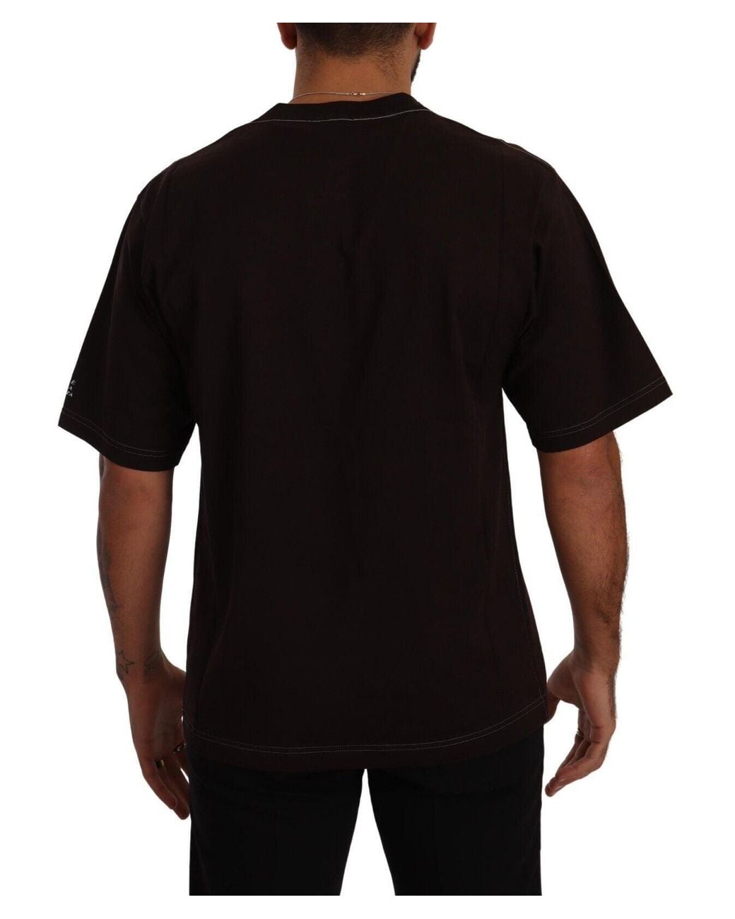 Dolce & Gabbana Black Elegant Burgundy L'Amore Crew Neck Tee for men