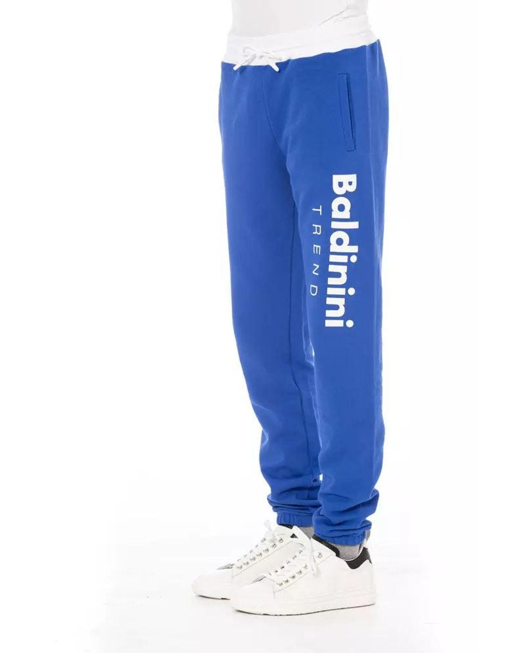 Baldinini Blue Chic Cotton Sport Pants With Lace Closure for men