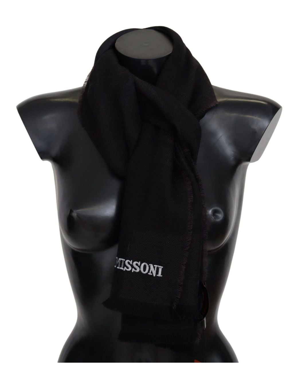 Missoni Black 100% Wool Neck Wrap Scarf for men