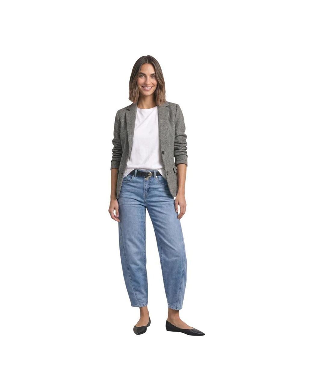 Street One Gray Black Polyester Blazer