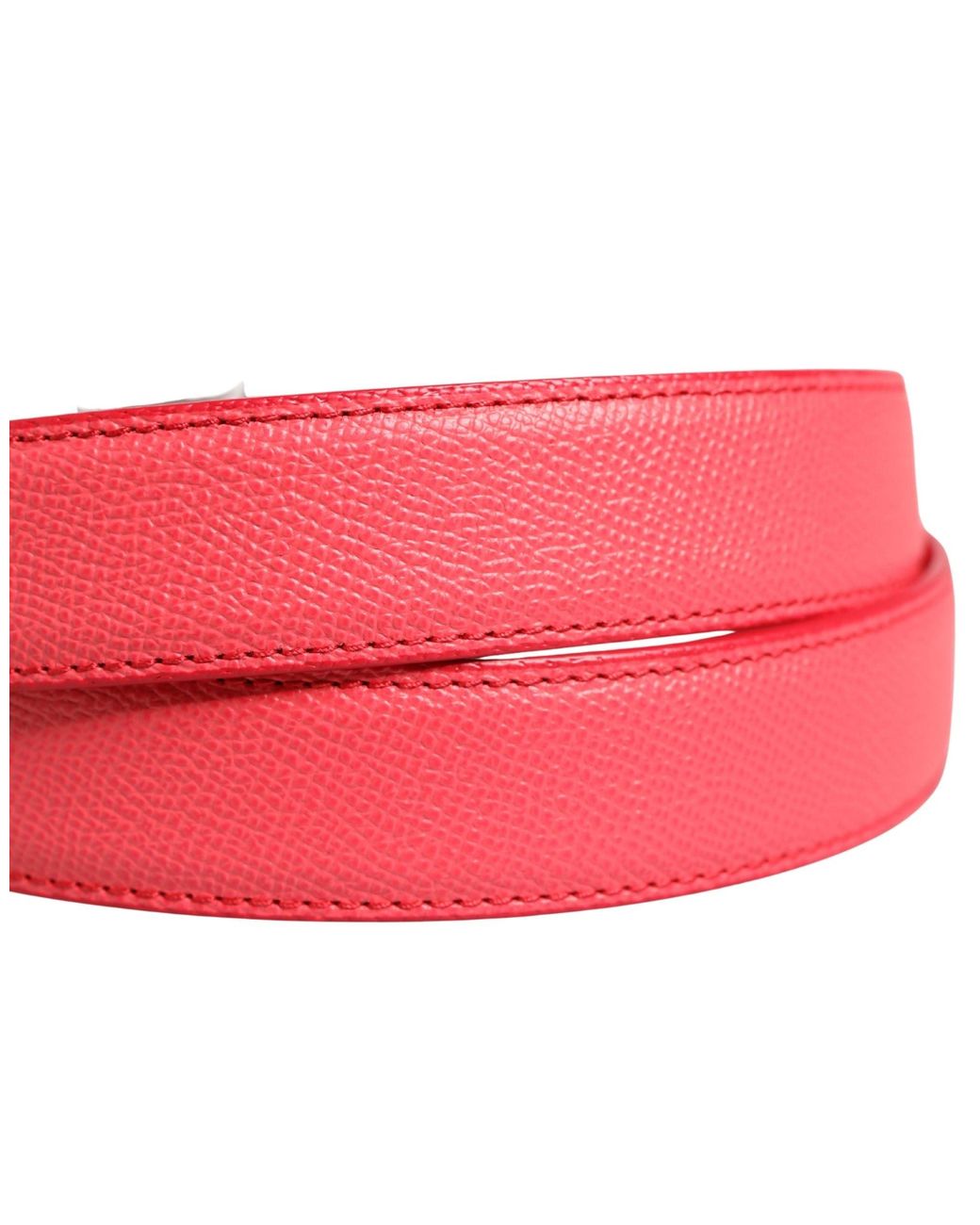 Dolce & Gabbana Pink Calf Leather Metal Buckle Belt