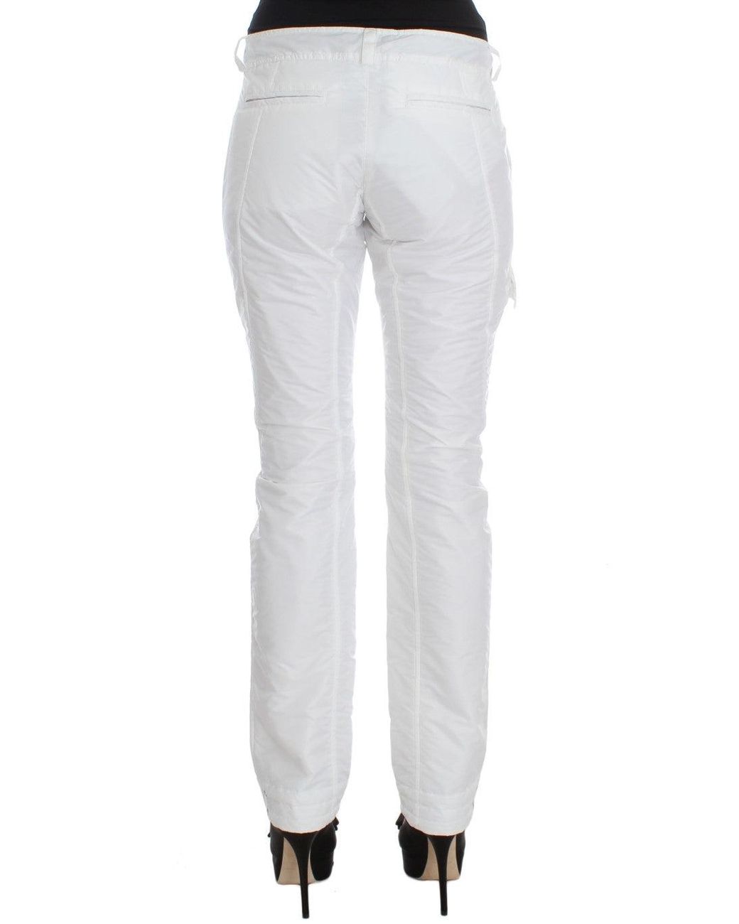 Ermanno Scervino White Nylon Padded Slim Fit Cargo Pants