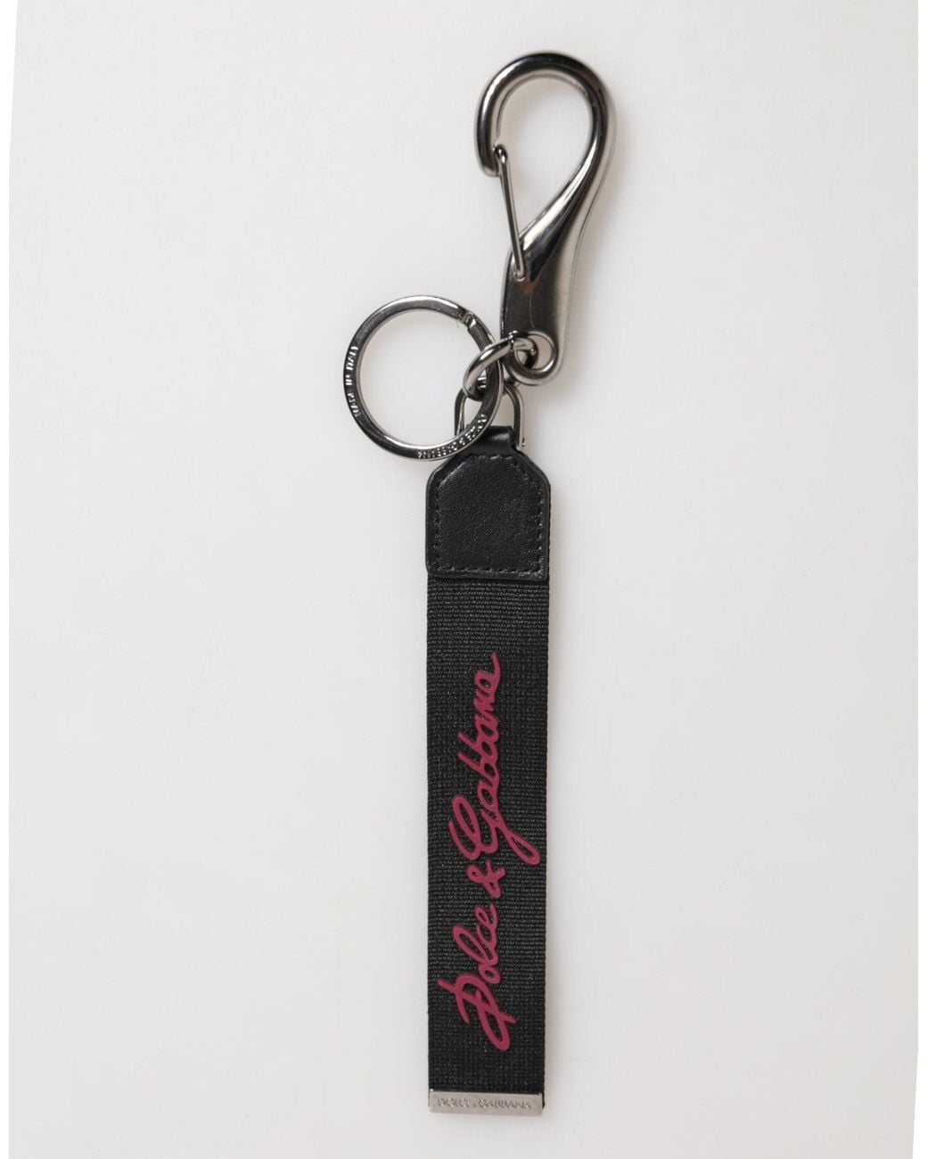Dolce & Gabbana White Burgundy Polyester Dg Logo Keychain Keyring for men