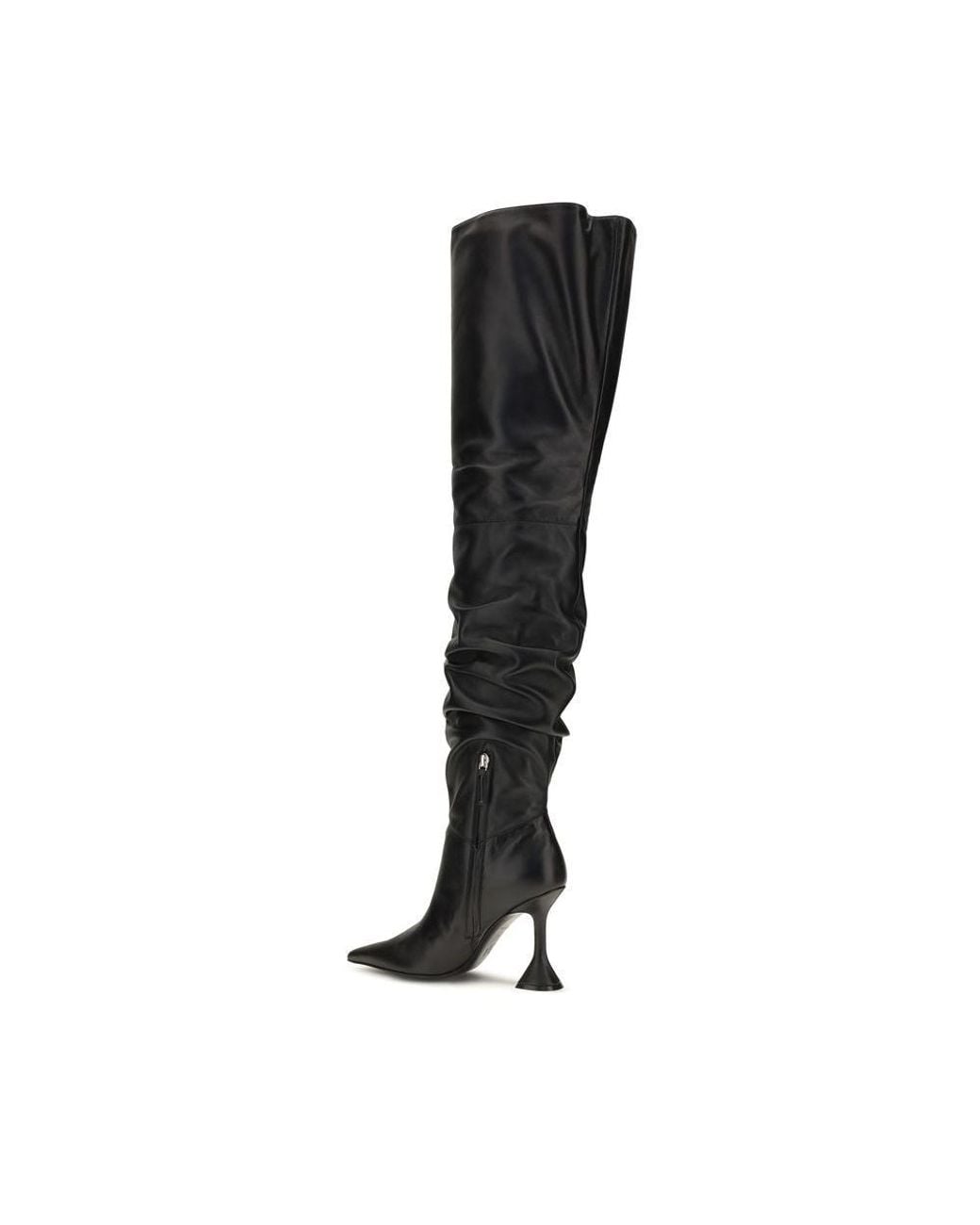 AMINA MUADDI Black Calf Leather Bos Taurus Over The Knee