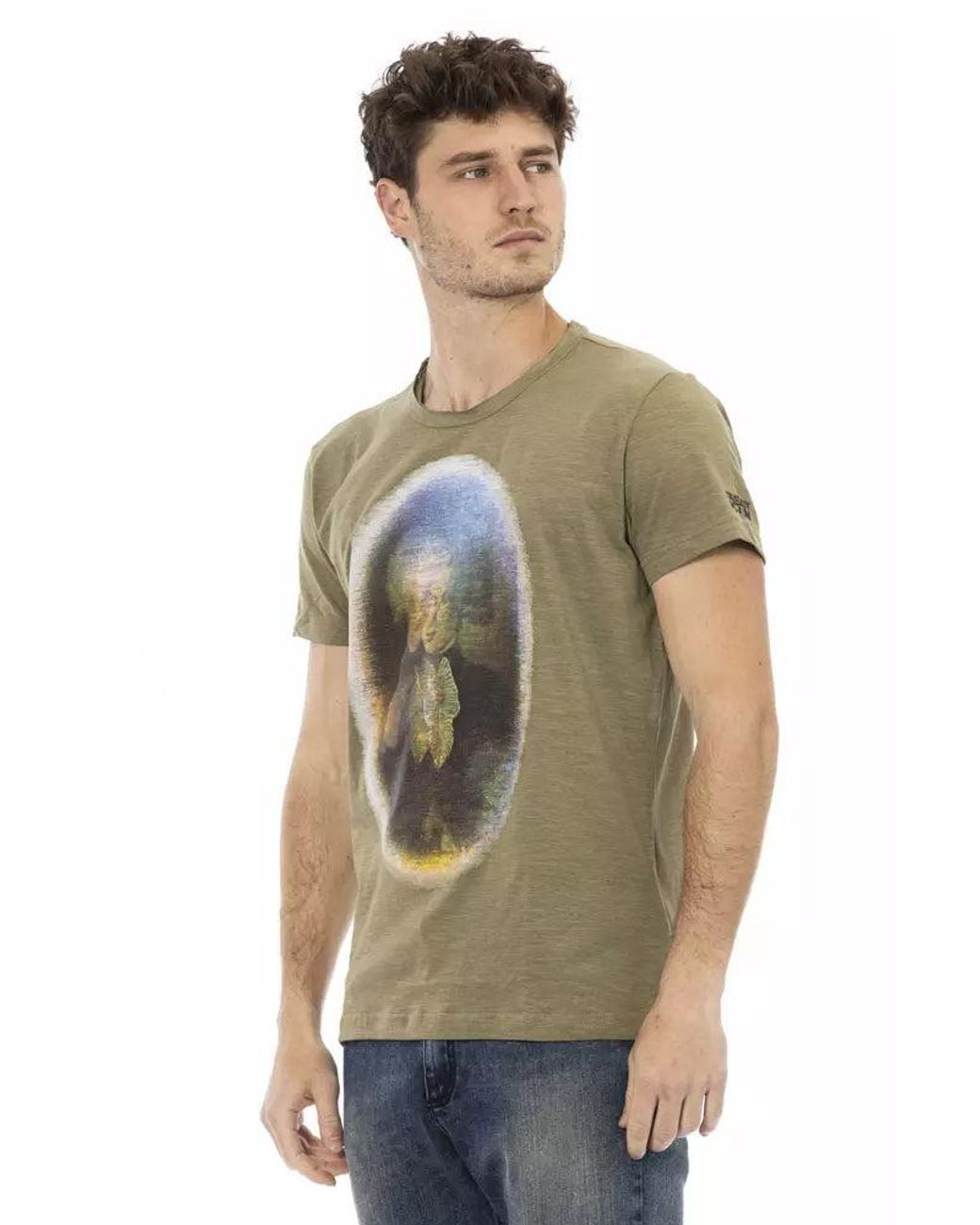 TRUSSARDI ACTION Green Cotton T-Shirt for men
