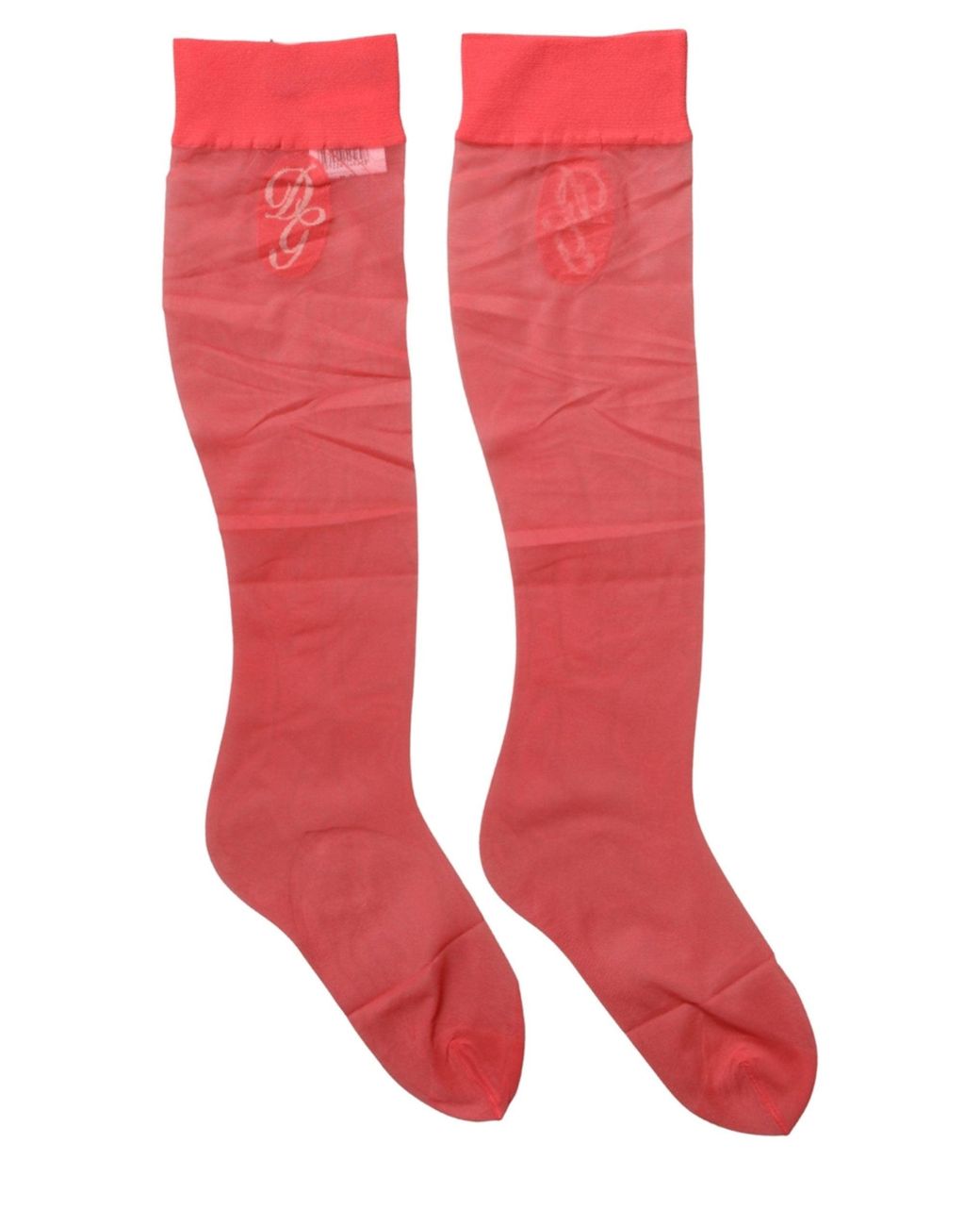 Dolce & Gabbana Red Nylon Mesh Sheer Calf Long Accessory Socks