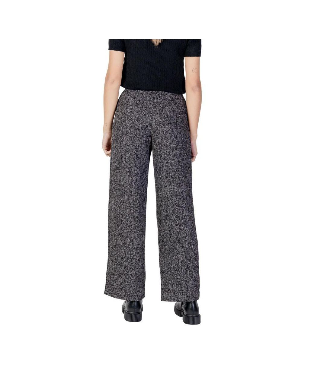 Jacqueline De Yong Blue Black Polyester Flared Pants