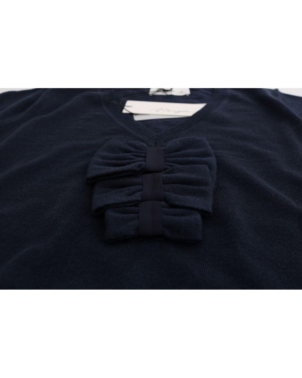 Marghi Ló Black Blue 100% Lana Wool Blouse Top
