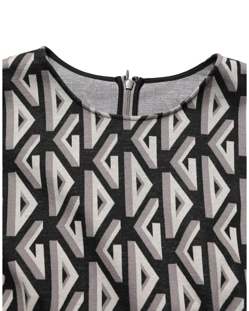 Dolce & Gabbana Black Logo Print Cotton Knee Length Dress