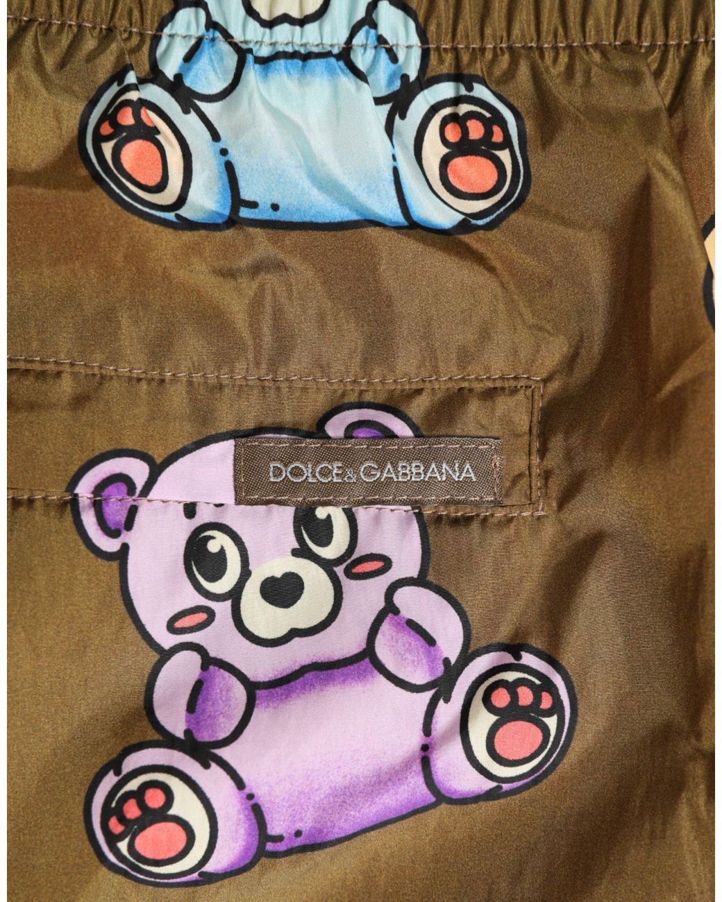 Dolce & Gabbana Brown Teddy Bear Shorts Swimwear Polyester for men