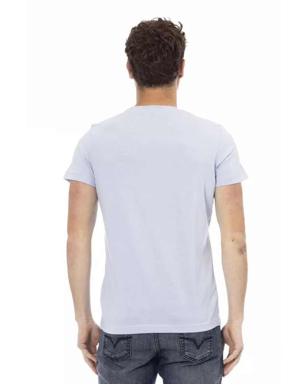 TRUSSARDI ACTION White Light Blue Cotton Men T for men