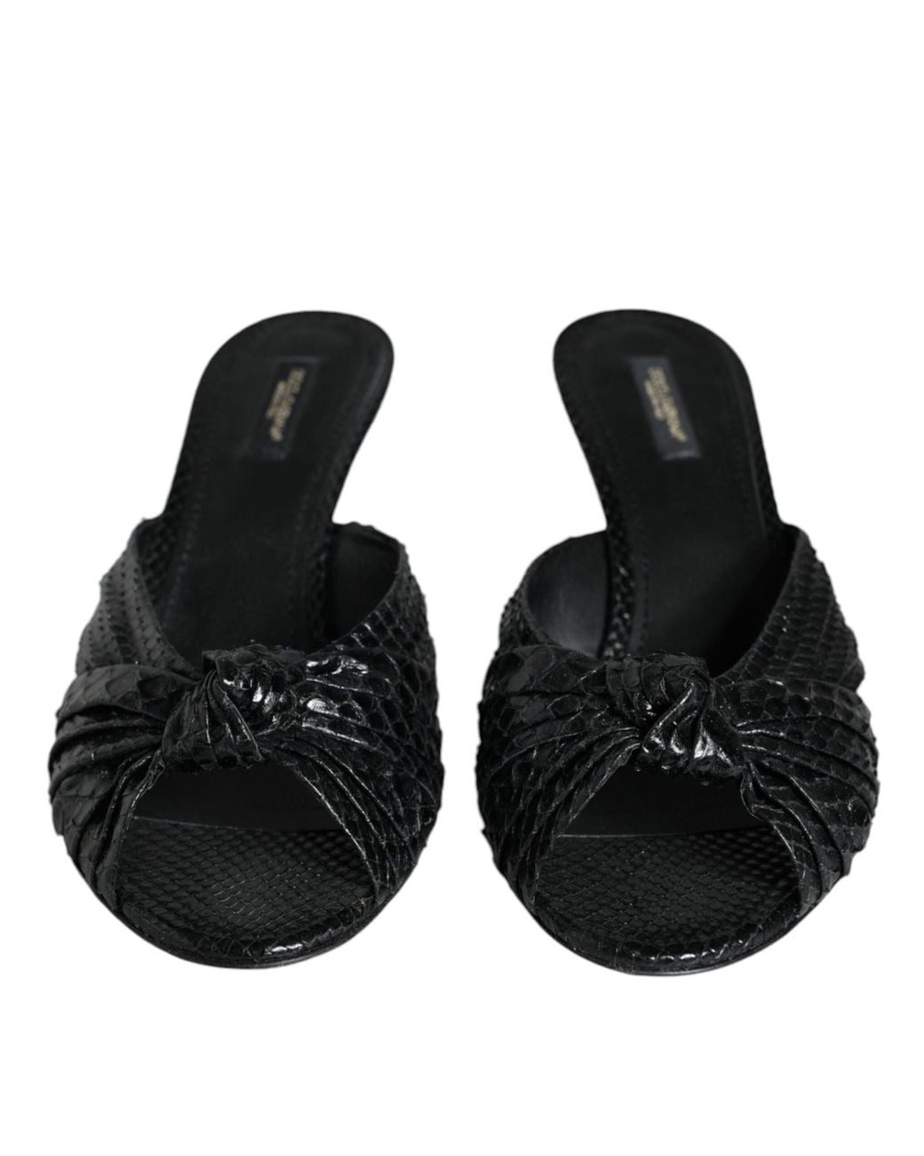 Dolce & Gabbana Black Leather Heels Slides Sandals Shoes