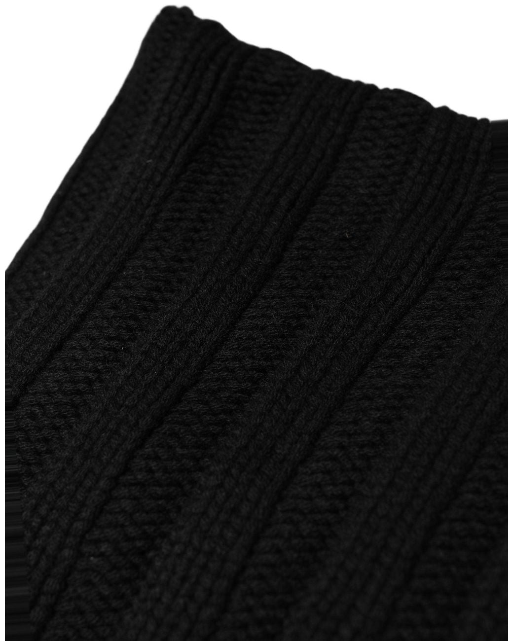 Dolce & Gabbana Black Cashmere Ribbed Knit Neck Warmer Scarf