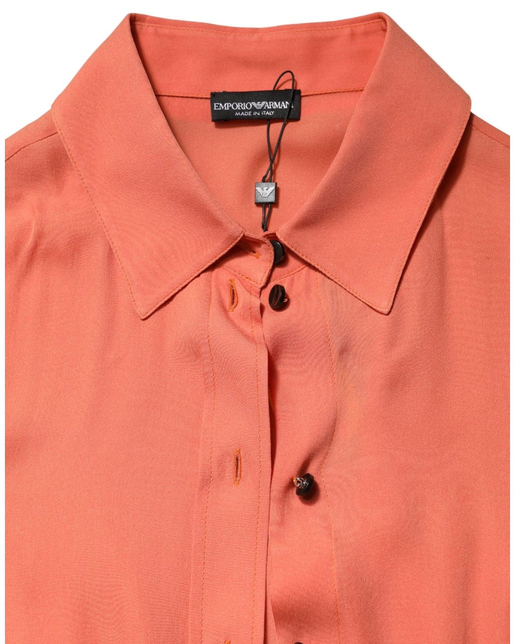 Emporio Armani Orange Collared Button Down Long Sleeves Top