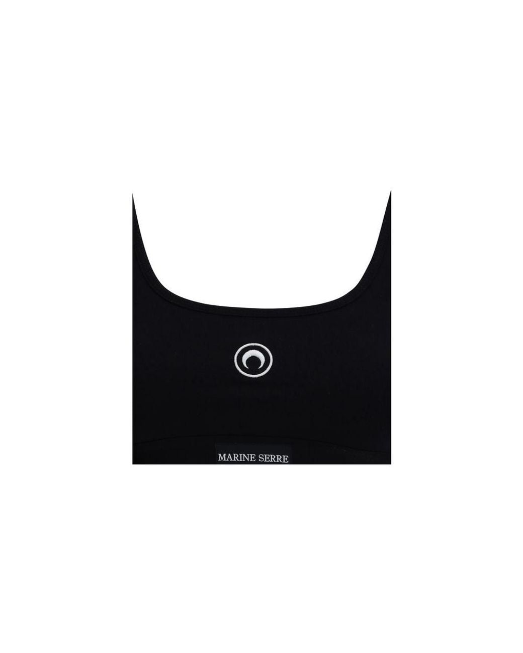 MARINE SERRE Black Cotton Sport Bra