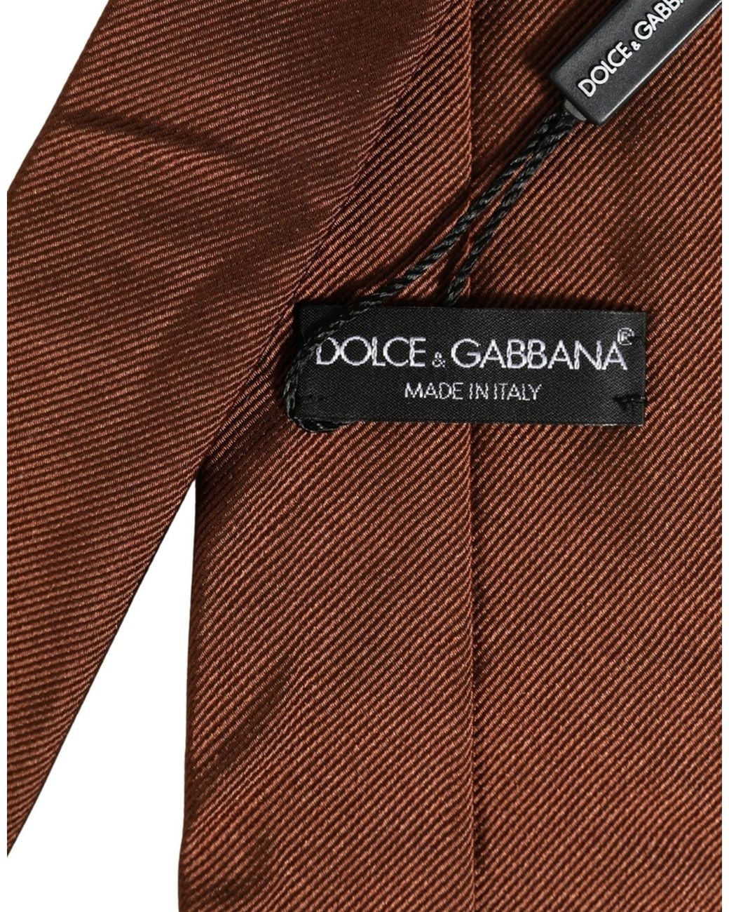 Dolce & Gabbana Brown Silk Classic Adjustable Necktie Accessory Tie for men