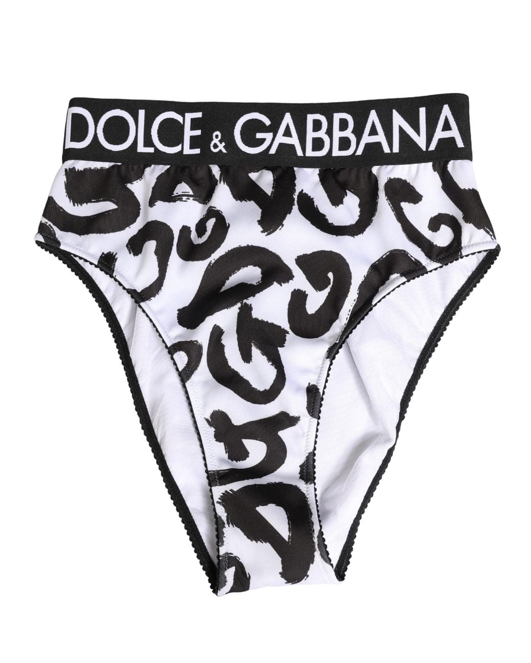 Dolce & Gabbana Black White Graphic Logo High Brief Underwear