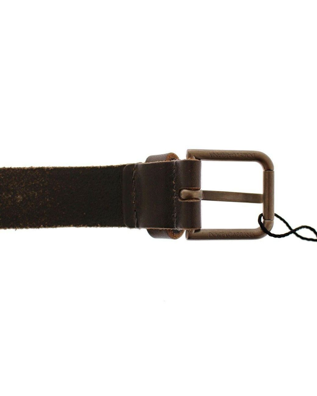 Dolce & Gabbana Black Dolce Gabbana Brown Leather Logo Cintura Gürtel Belt for men