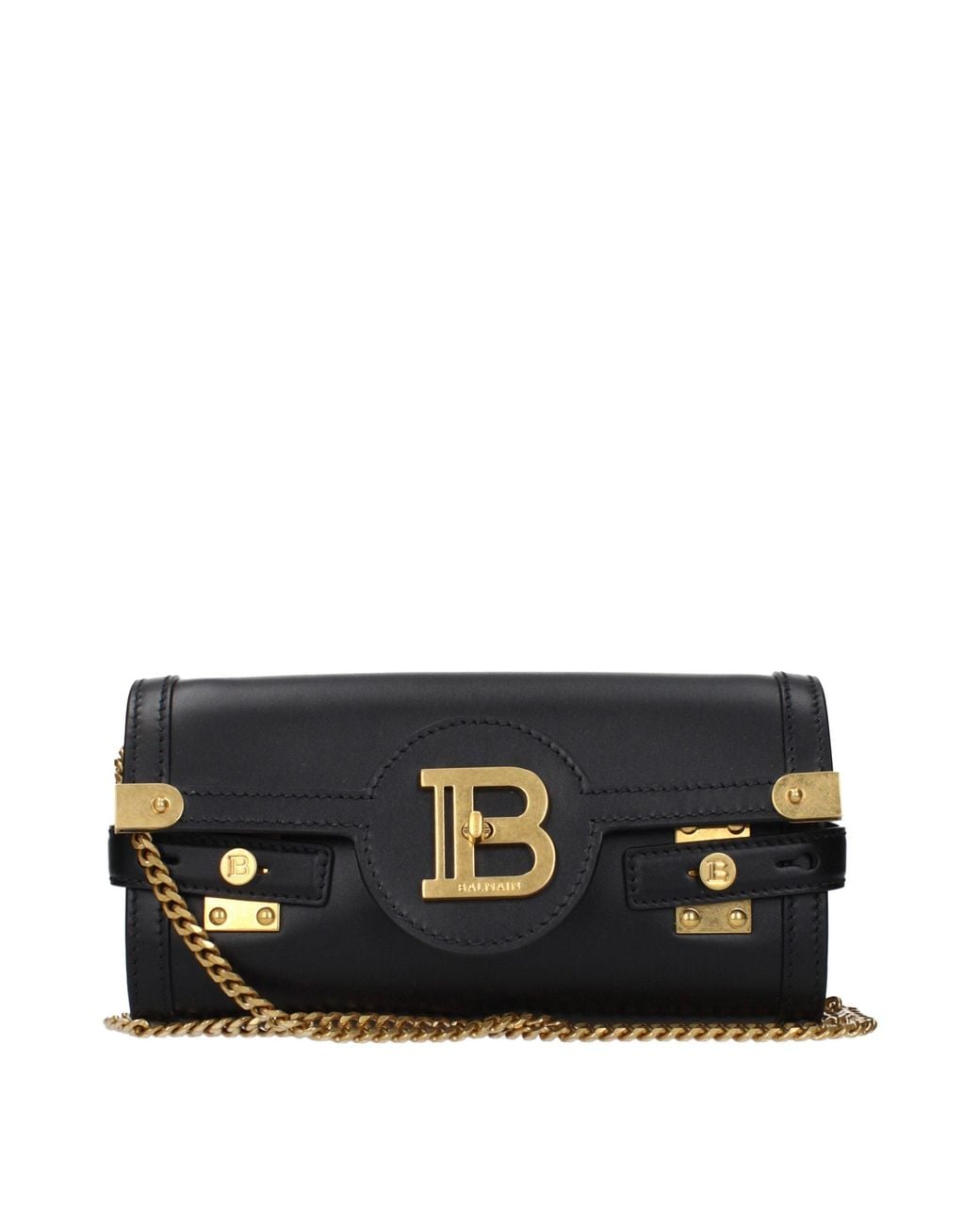 Balmain Black Leather Clutch Bag