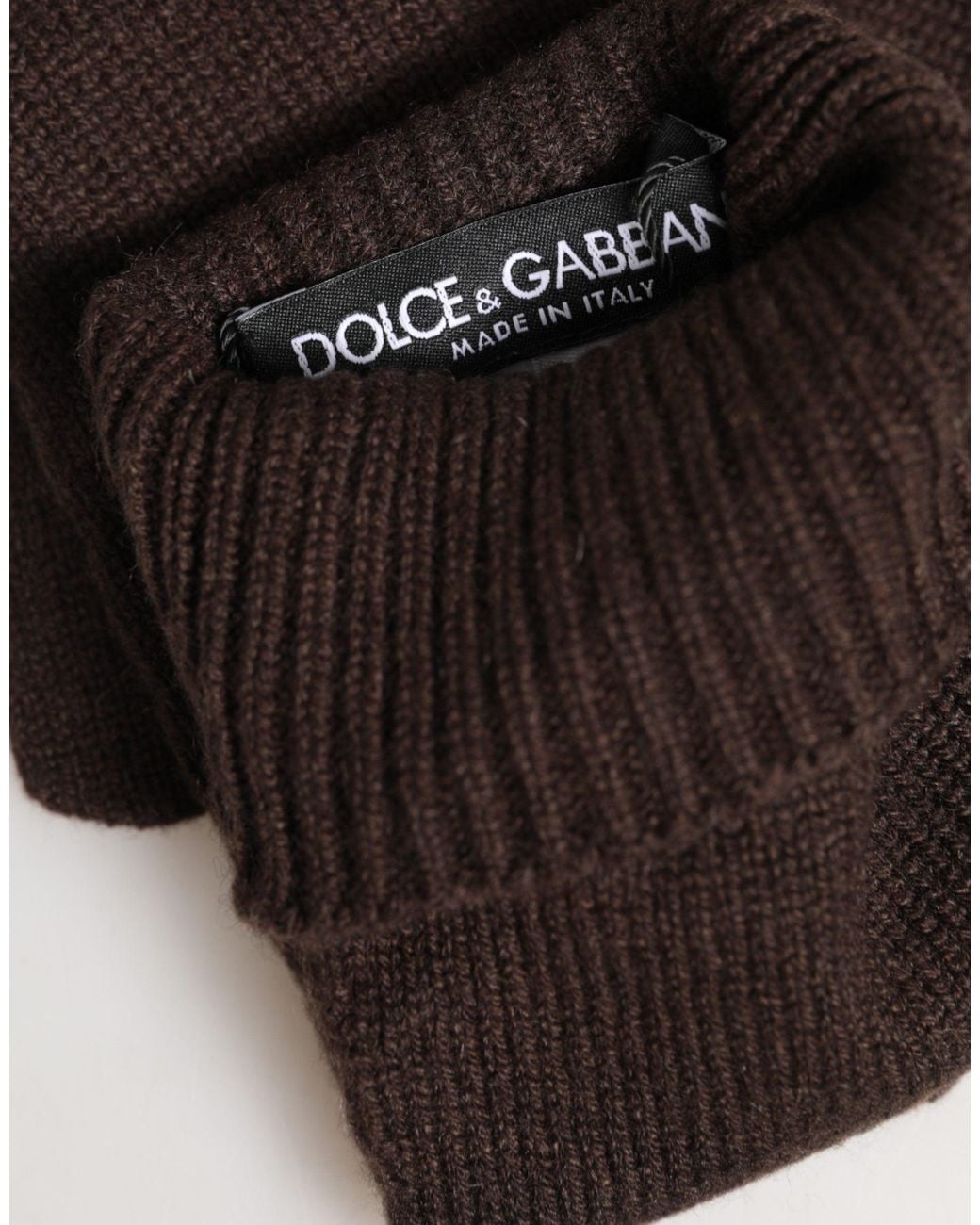 Dolce & Gabbana Black Brown Cashmere Knitted Elbow Length Mitten Gloves