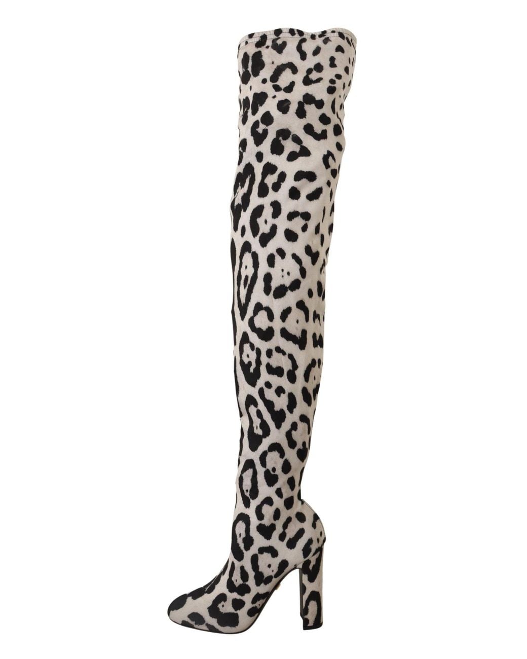 White Leopard Stretch Long Boots 