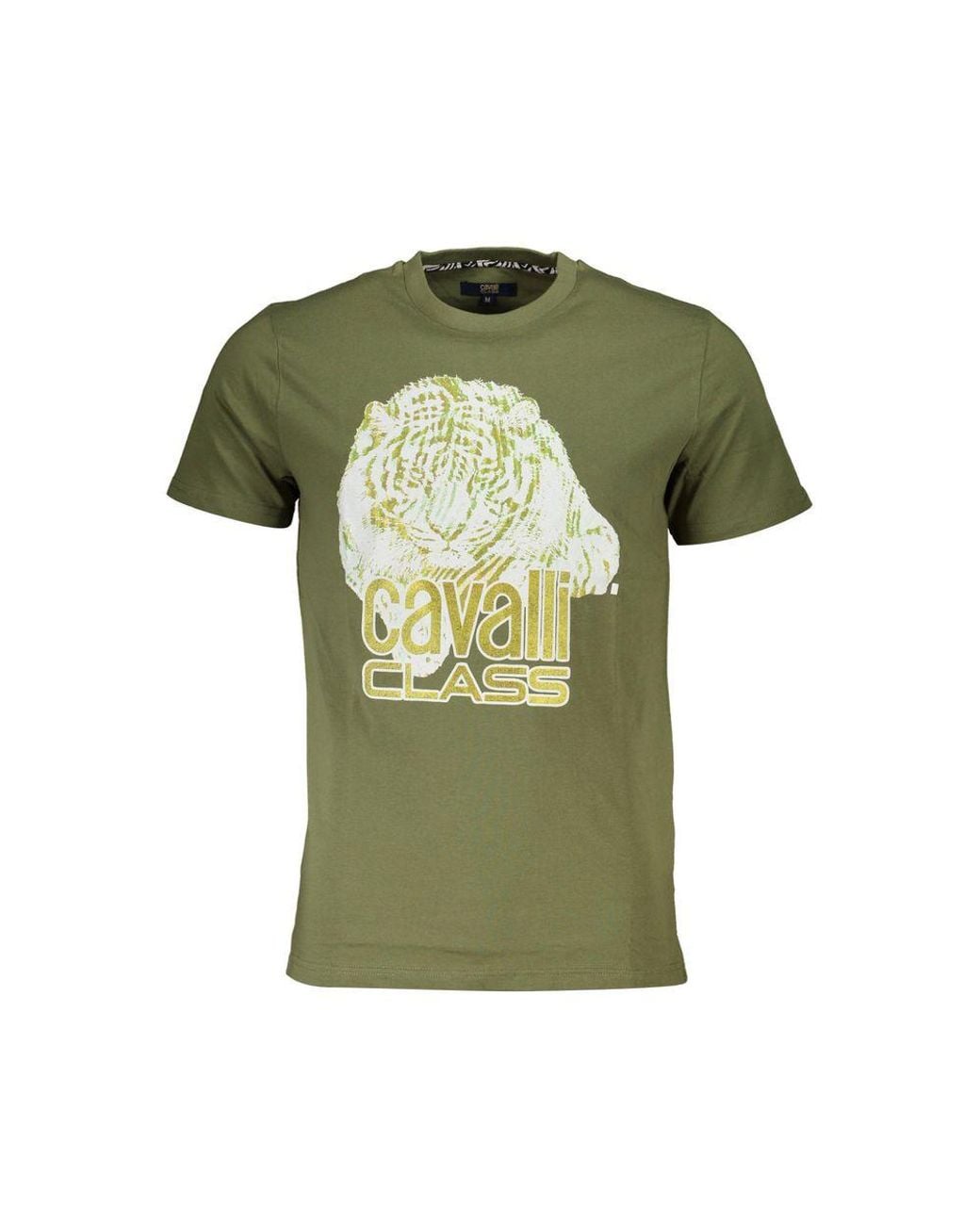 Roberto Cavalli Green Cotton T-Shirt for men