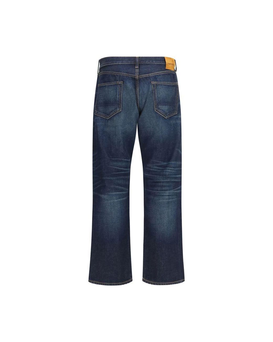 Tom Ford Blue Cotton Straight-Leg Jeans for men