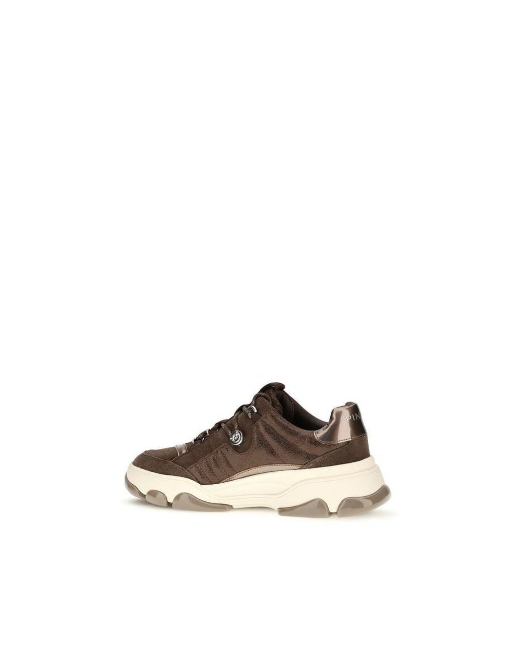 Pinko Brown Calf Leather Bos Taurus Chunky Sneakers