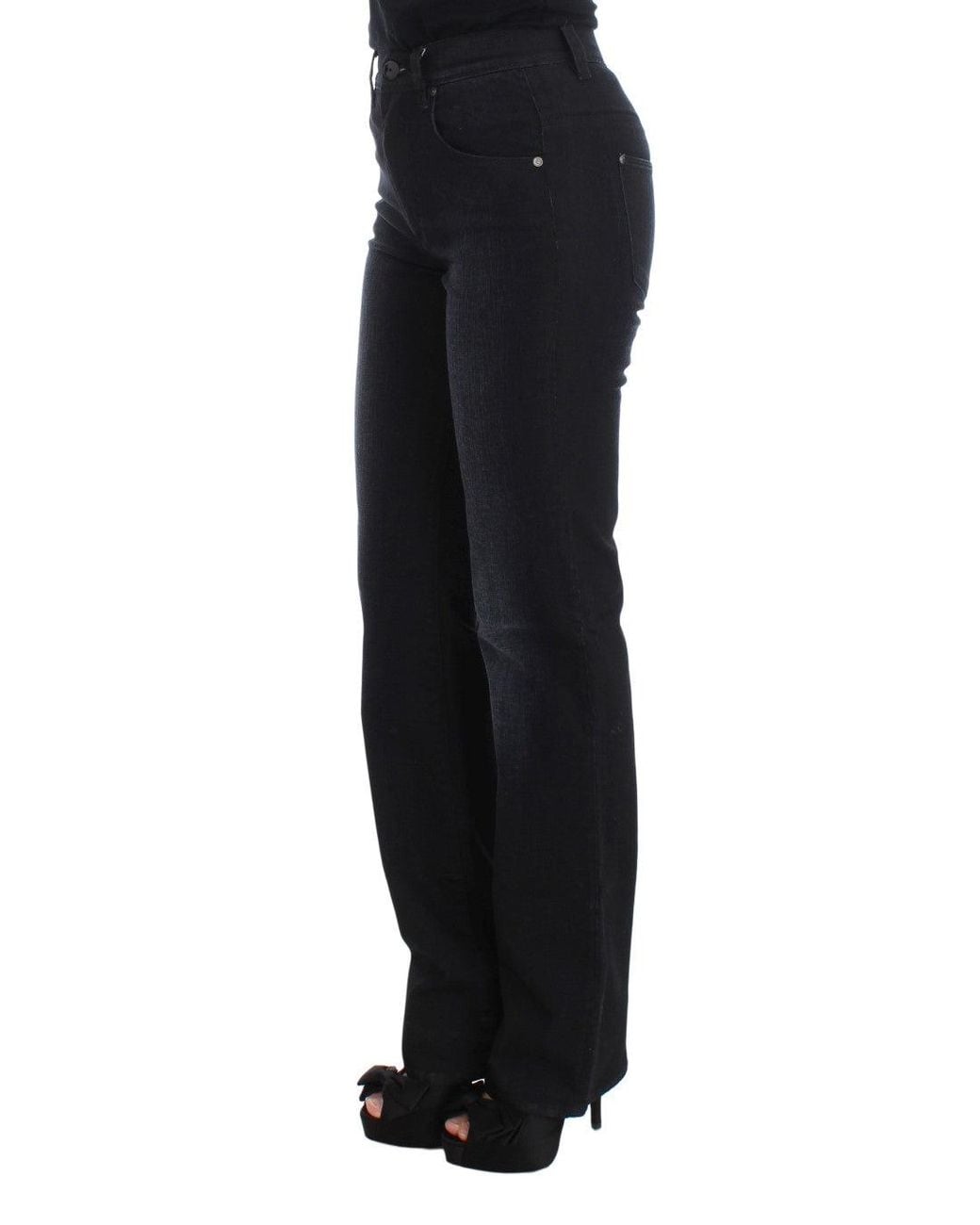 Ermanno Scervino Black Cotton Blend Slim Fit Bootcut Jeans