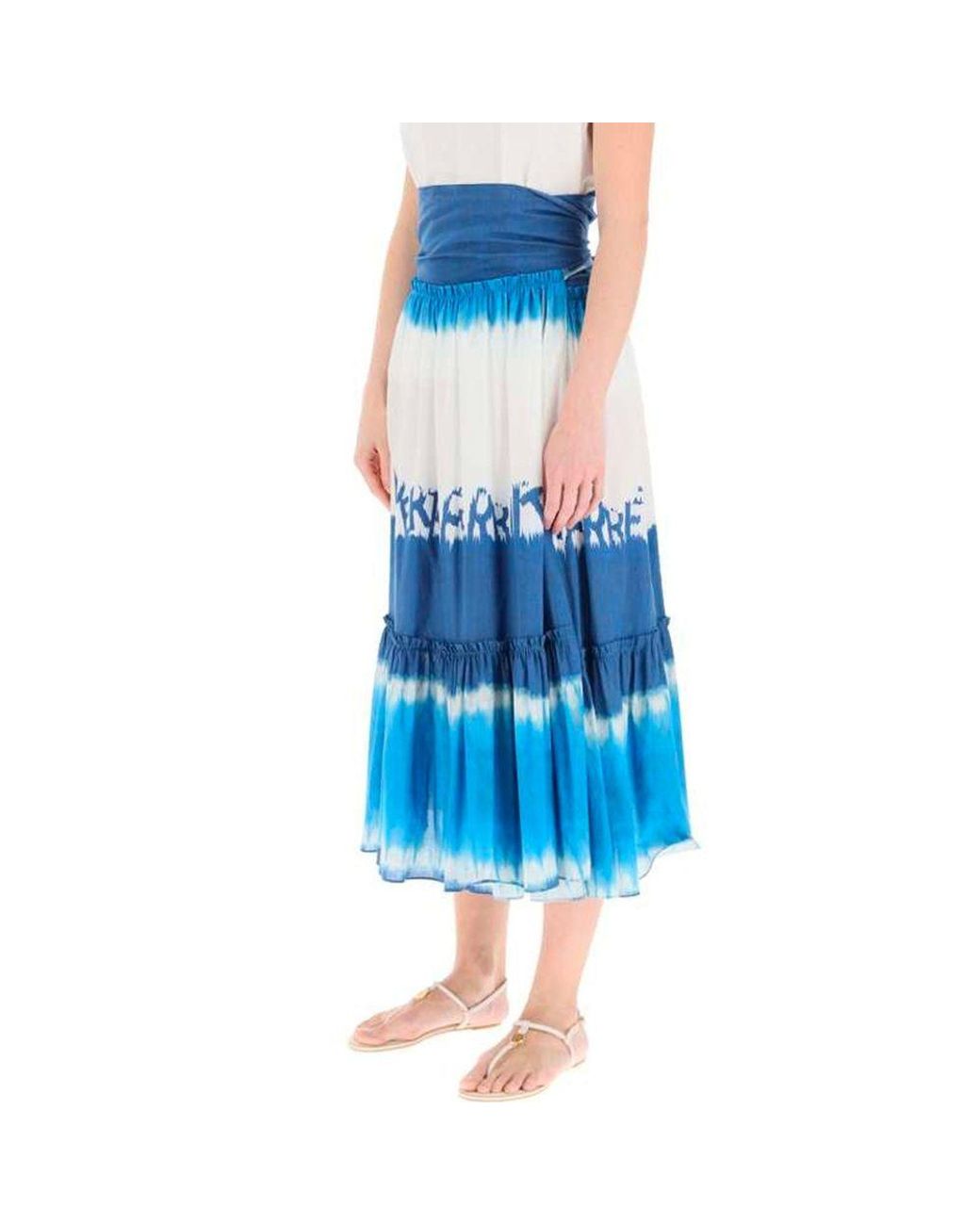 Alberta Ferretti Blue Tie Dye Midi Skirt