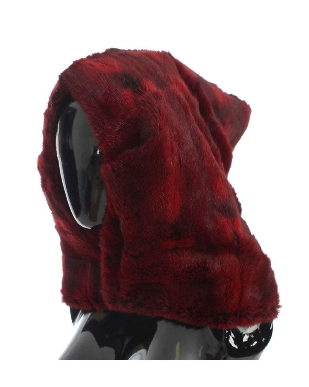 Dolce & Gabbana Red Hamster Fur Crochet Hood Scarf Hat