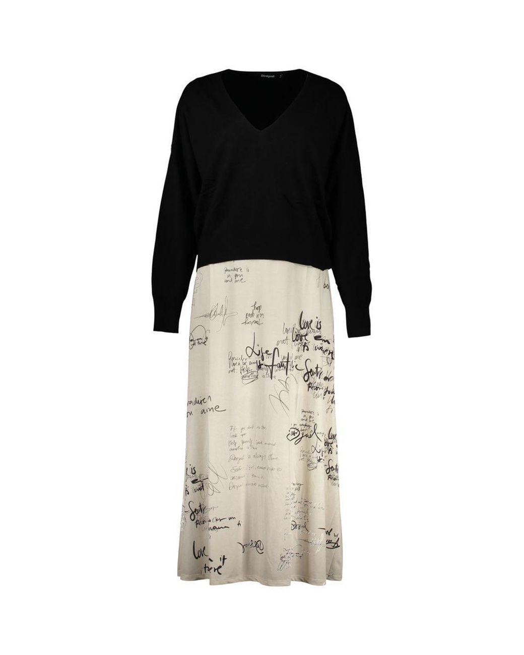 Desigual Natural Bianco Poliestere Donna Dress