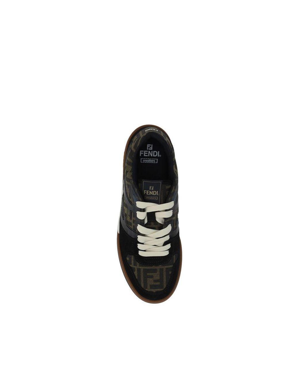Fendi Black Multicolor Fabric Low Top Sneakers for men