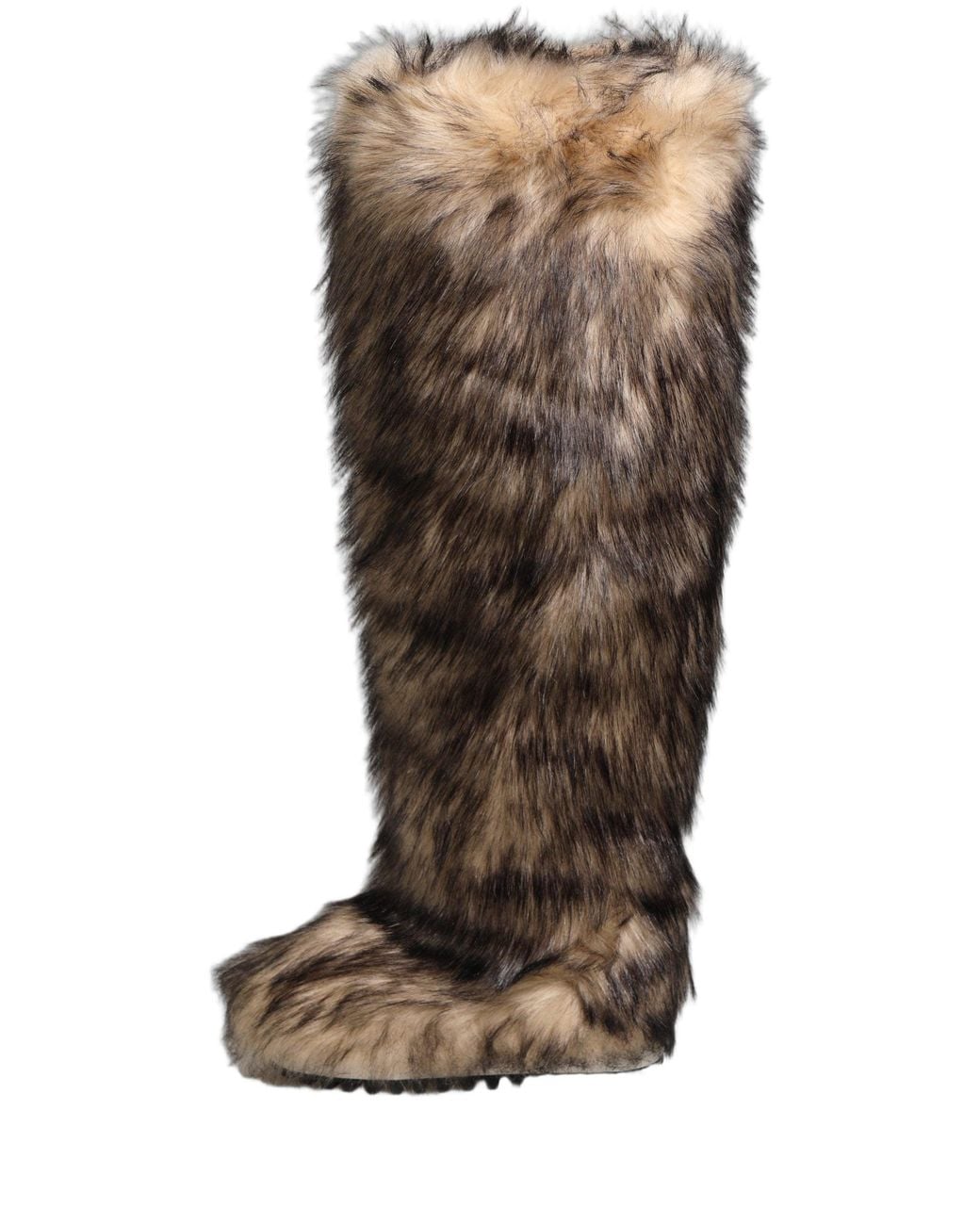 Dolce & Gabbana Brown Faux Skim Ski Fur Knee High Boots Shoes for men