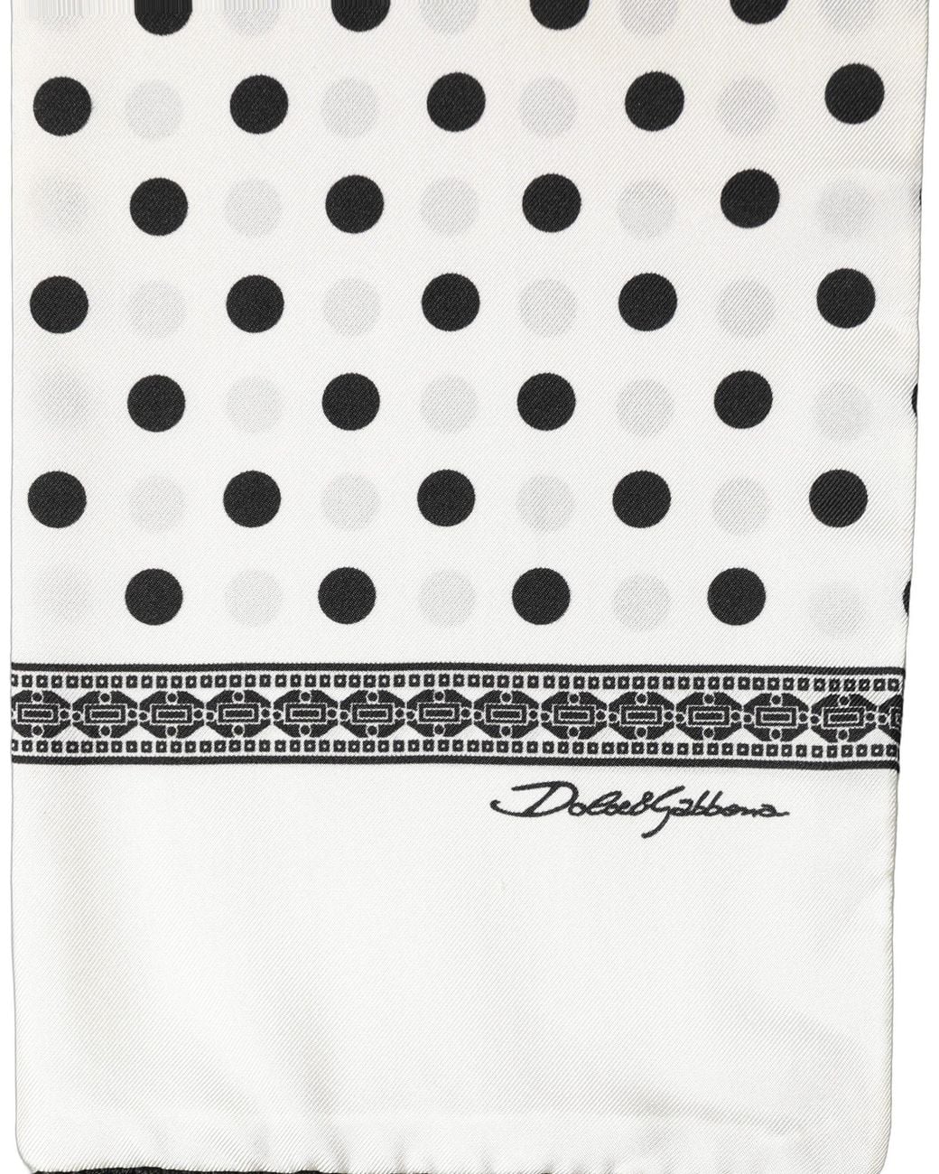 Dolce & Gabbana White Polka Dot Fringed Shawl Scarf