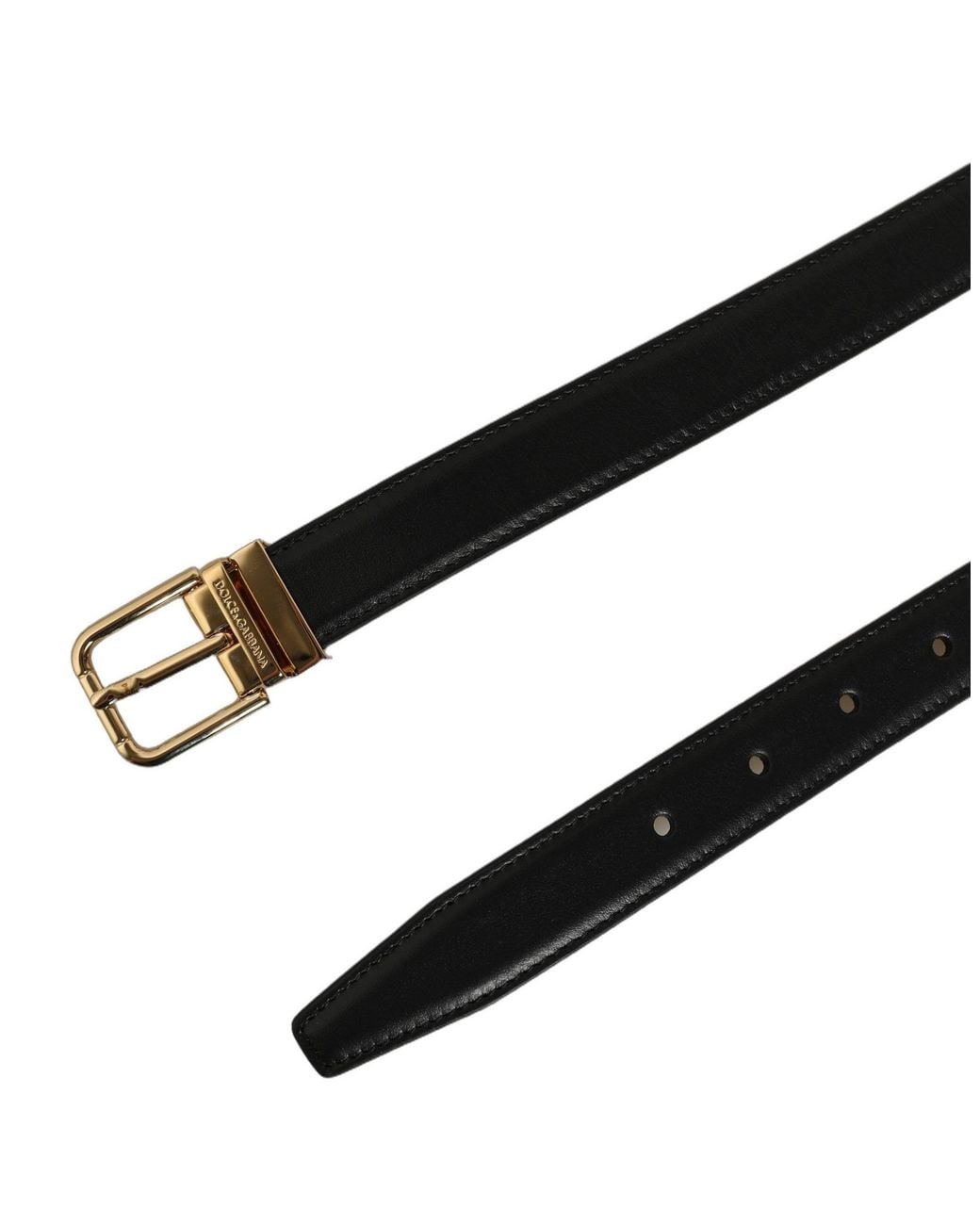 Dolce & Gabbana Black Classic Leather Gold Metal Logo Buckle Belt