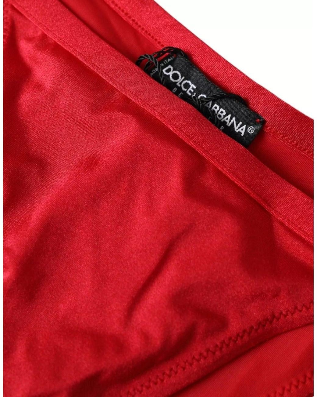 Dolce & Gabbana Red Nylon Stretch Beachwear Swimwear Bottom Bikini