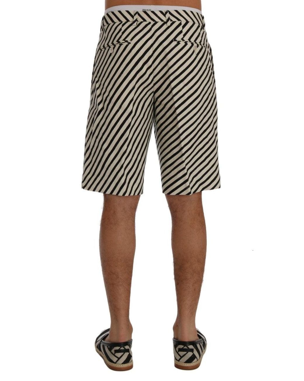 Dolce & Gabbana Black Striped Hemp Casual Shorts for men