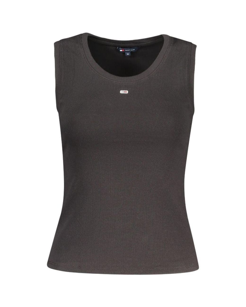 Tommy Hilfiger Black Ribbed Tank Top Logo Detail