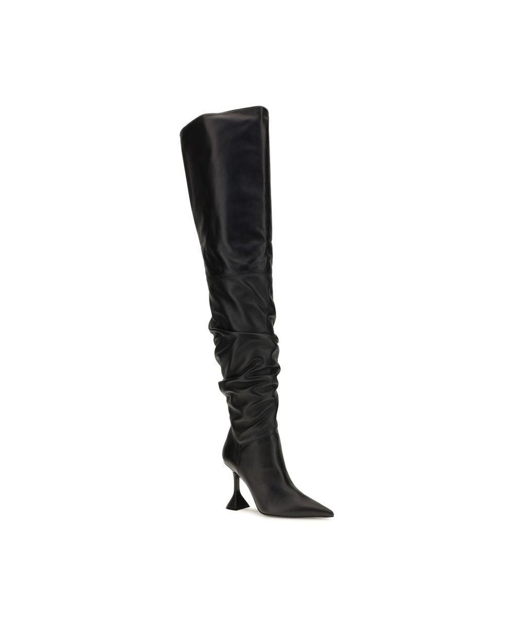 AMINA MUADDI Black Calf Leather Bos Taurus Over The Knee