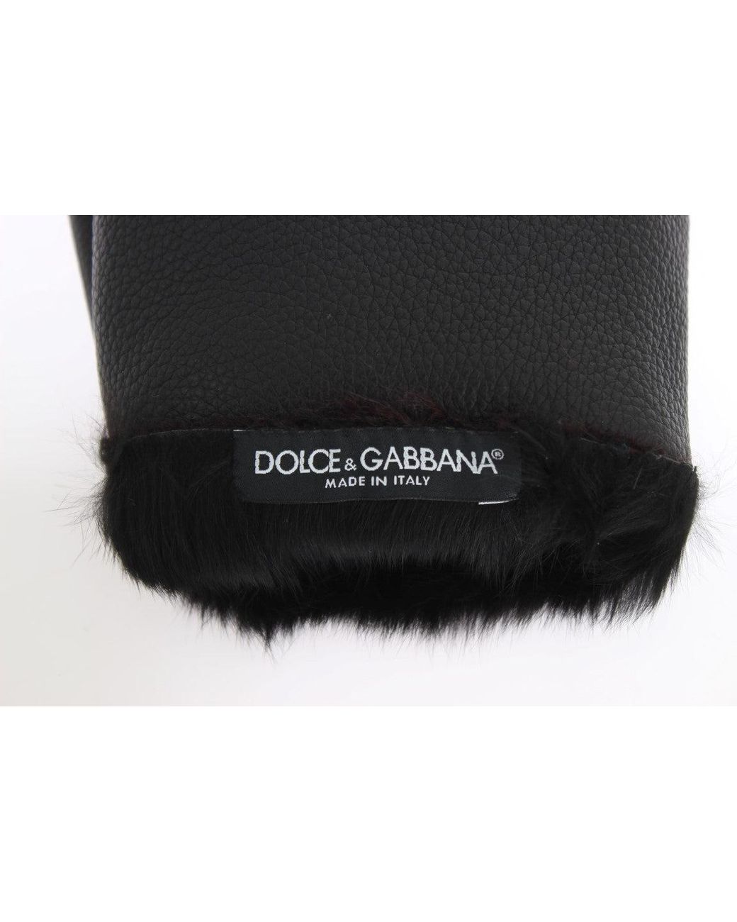 Dolce & Gabbana Black Leather Shearling Gloves for men