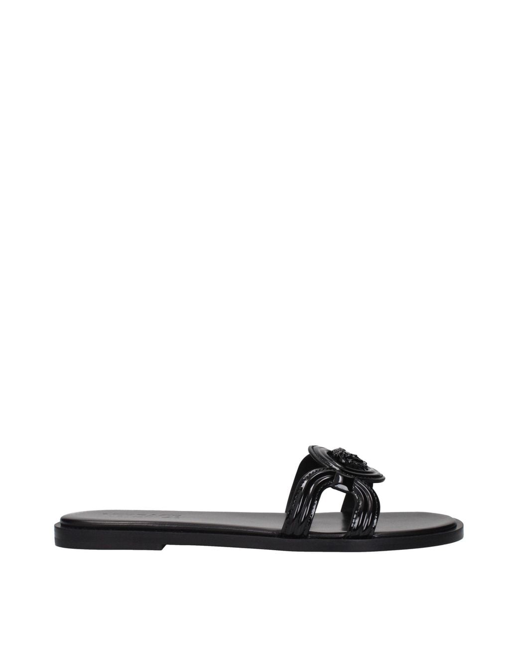 Versace Black Slippers And Clogs Patent