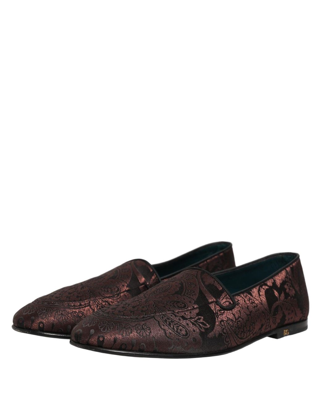 Dolce & Gabbana Multicolor Maroon Jacquard Leather Slip On Loafers Shoes for men
