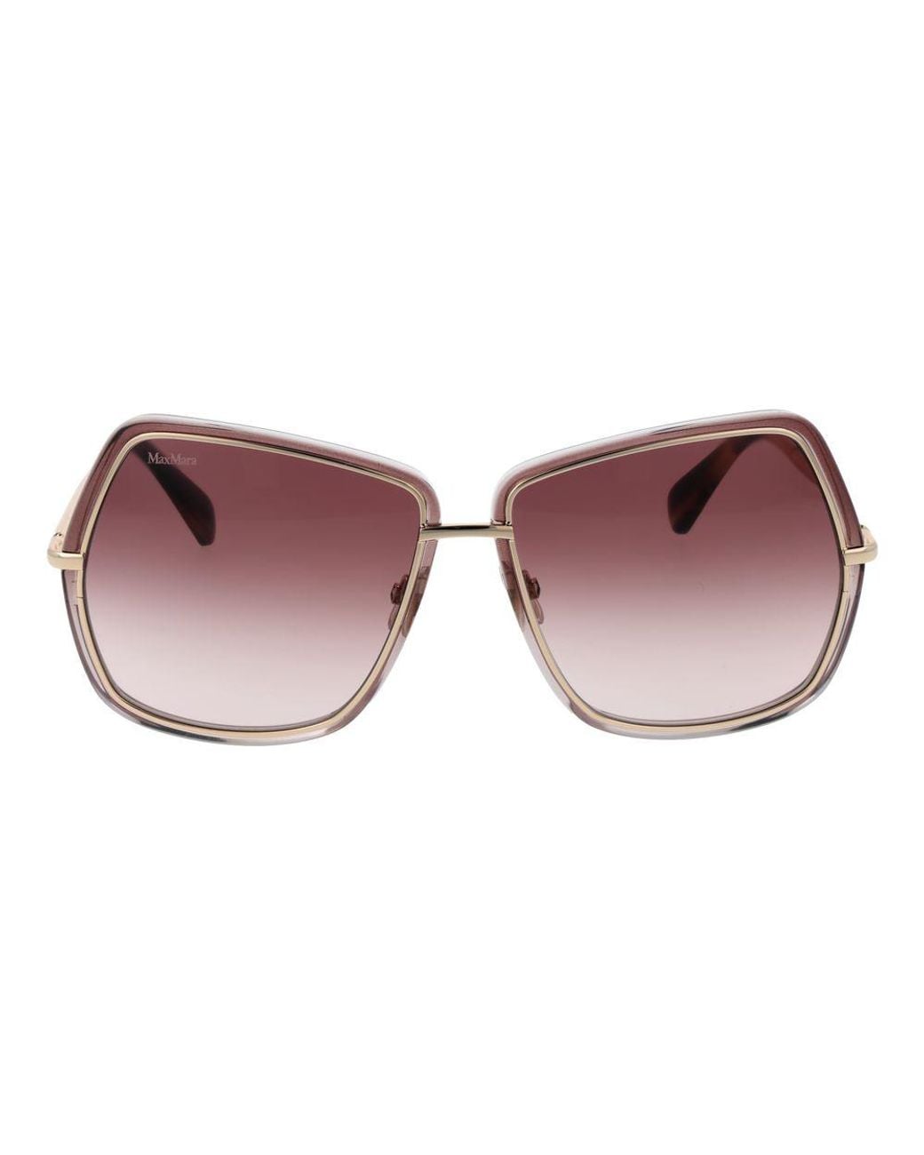 Max Mara Brown Gold Metal Sunglasses