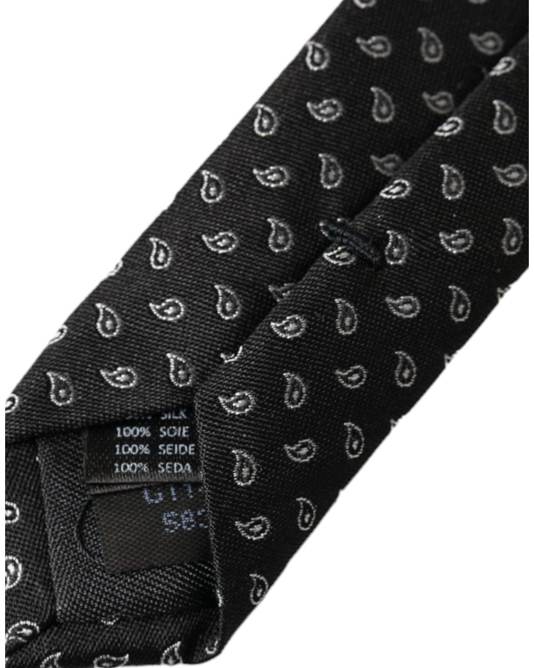 Dolce & Gabbana Black Jacquard Patterned Silk Adjustable Tie for men