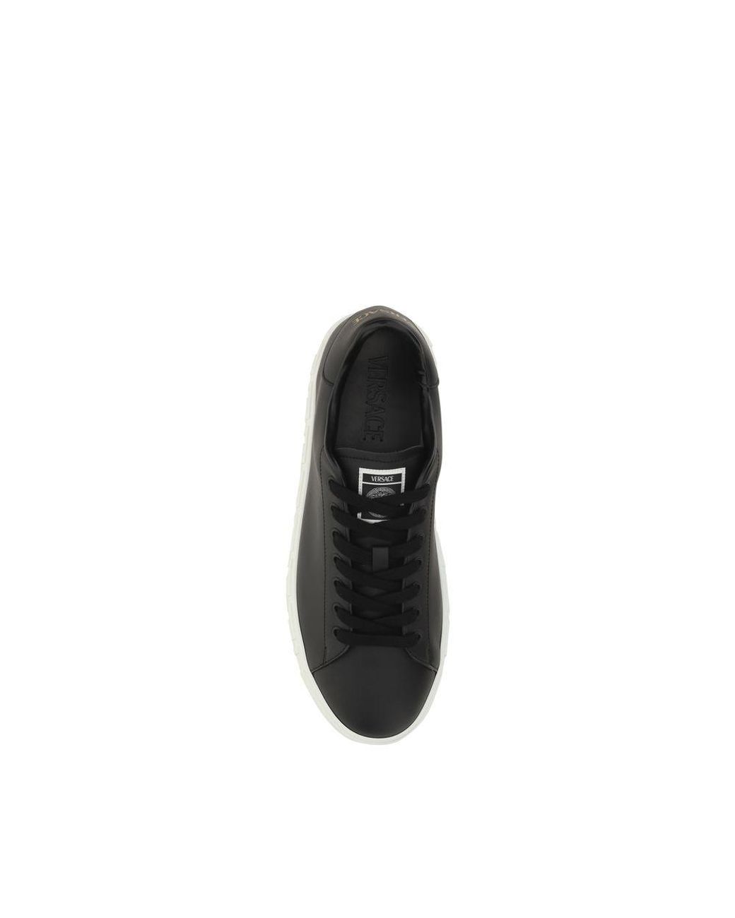 Versace Blue Black Calf Leather Bos Taurus Low Top Sneakers for men