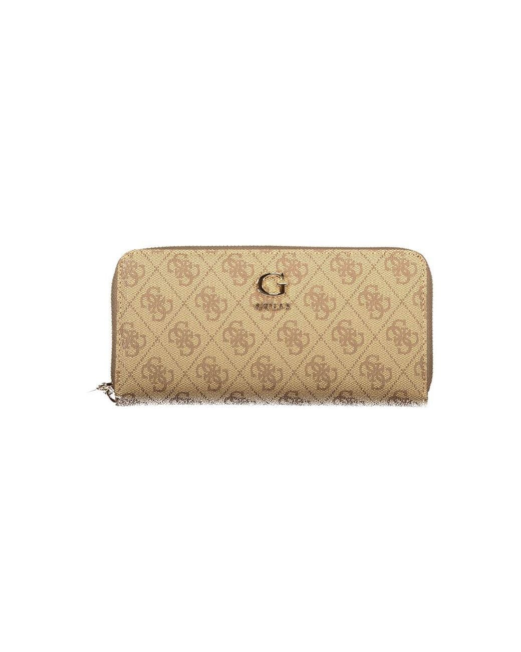 Guess Natural Beige Polyurethane 's Wallet With Functional Compartments